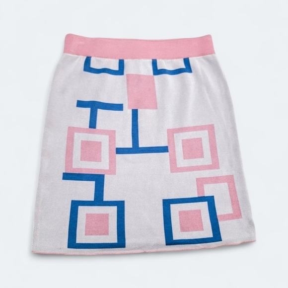 NEW Princess Polly Pink Blue Knit Pull on Skirt Size S / M - Picture 1 of 12